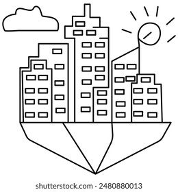 
City   single line art, continuous one line drawing of  Isolated outline vector art

