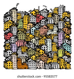 City sketch, background for your design