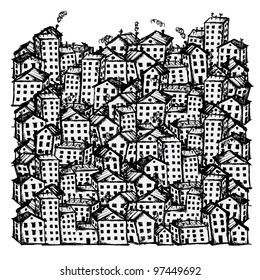 City sketch, background for your design
