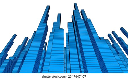 City sketch drawing vector illustration