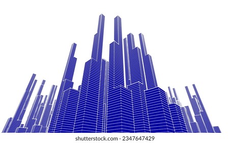 City sketch drawing vector illustration