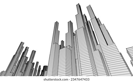 City sketch drawing vector