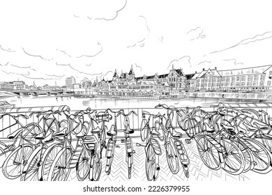 City sketch, Netherlands. Vector illustration