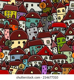 City sketch, seamless pattern for your design