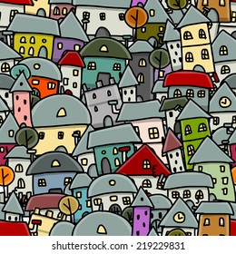 City sketch, seamless pattern for your design