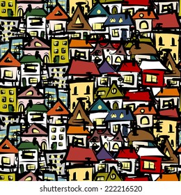 City sketch, seamless pattern for your design