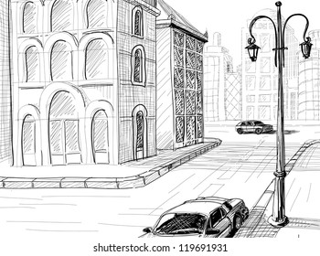 City sketch vector background