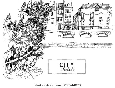 city sketch vector background