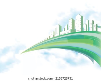 City in the sky 2 with the green colour tone shows the feeling of eco and ecology vector illustration graphic EPS 10