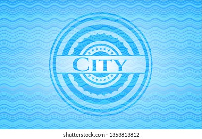 City sky blue water badge.