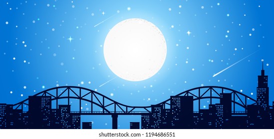 City sky line at night  illustration