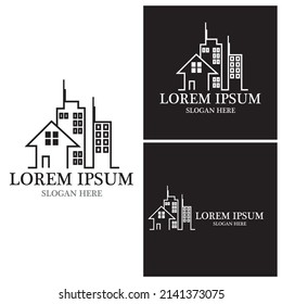 Plantilla de vector de línea de cielo de ciudad
