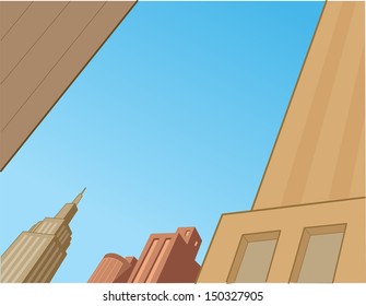 City Sky Scene Background for Superhero Comics and Animation