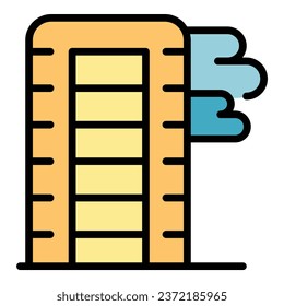 City sky tower icon outline vector. Singapore building. Asia national color flat