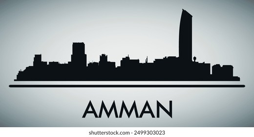 The city skyline. Amman. Silhouettes of buildings. Vector on a gray background