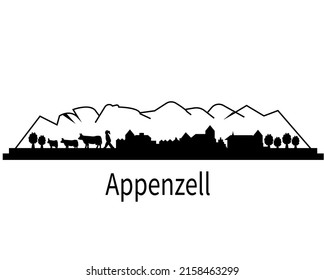 City Skyline of Appenzell, Switzerland