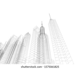 City skyline. Architecture building 3d 