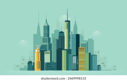 City skyline with city as background