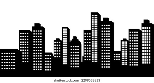 City skyline background in black and white colors. Vector Illustration.	