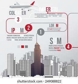  City Skyline Background with Infographic - Vector Illustration