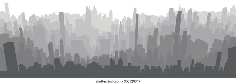 City skyline background simple decorative illustration grey