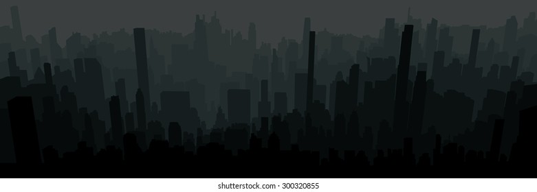 City skyline background simple decorative illustration black