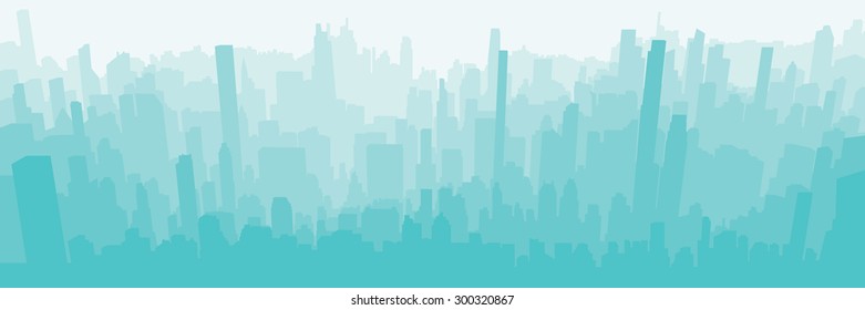 City skyline background simple decorative illustration light blue