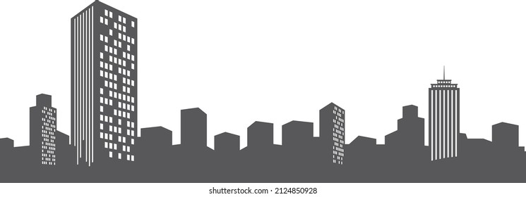 City skyline. Black cityscape silhouette with high bulduings