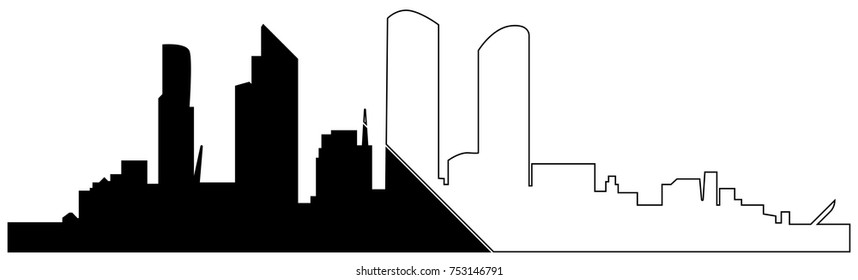 city skyline black and white