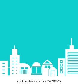city skyline in blue background