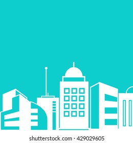 city skyline in blue background