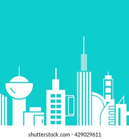 city skyline in blue background