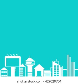 city skyline in blue background