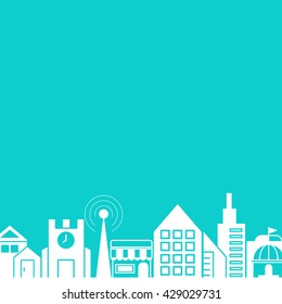 city skyline in blue background