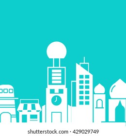 city skyline in blue background