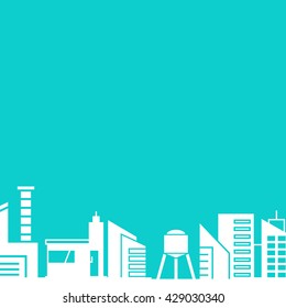 city skyline in blue background