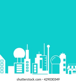 city skyline in blue background