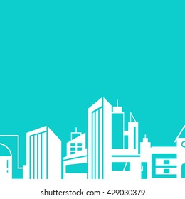 city skyline in blue background