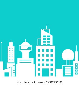 city skyline in blue background