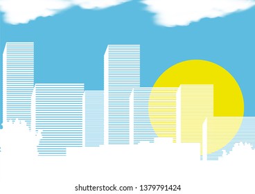  city skyline with blue sky background-Vector illustration.
