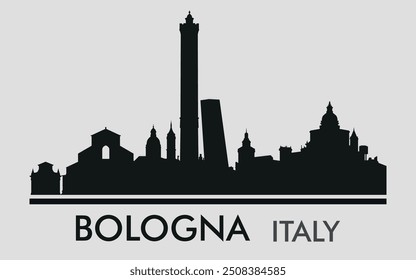 El horizonte de la ciudad. Bolonia, Italia. Siluetas de edificios. Vector sobre un fondo gris