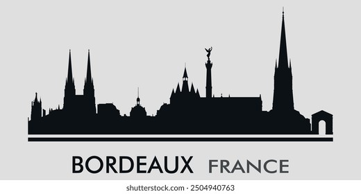 El horizonte de la ciudad. Burdeos. Francia. Siluetas de edificios. Vector sobre un fondo gris