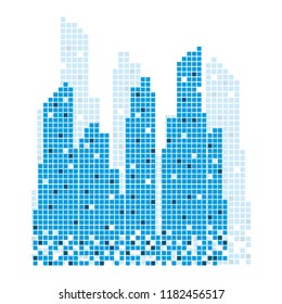 City skyline building pixels  city scape illustration vector