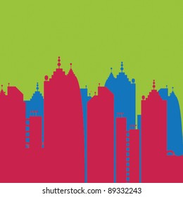 city skyline buildings vector set 3