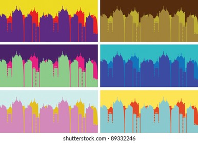 city skyline buildings vector set 4