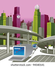 City skyline and business growth