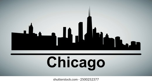 The city skyline. Chicago. Silhouettes of buildings. Vector on a gray background