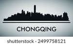 The city skyline. Chongqing. Silhouettes of buildings. Vector on a gray background