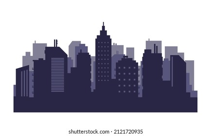 City Skyline Cityscape Buildings Skyscrapers Vector Illustration Silhouette Urban Metropolis Town Downtown Towers Background Landmark