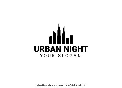 City Skyline Cityscape Silhouette For Real Estate Building Logo Design Vector
